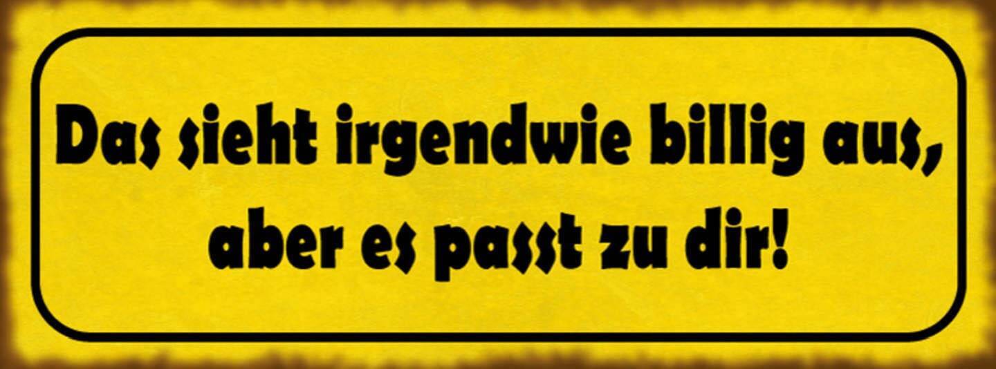 Schild das sieht irgendwie billig aus aber es passt zu dir kleidung 27x10