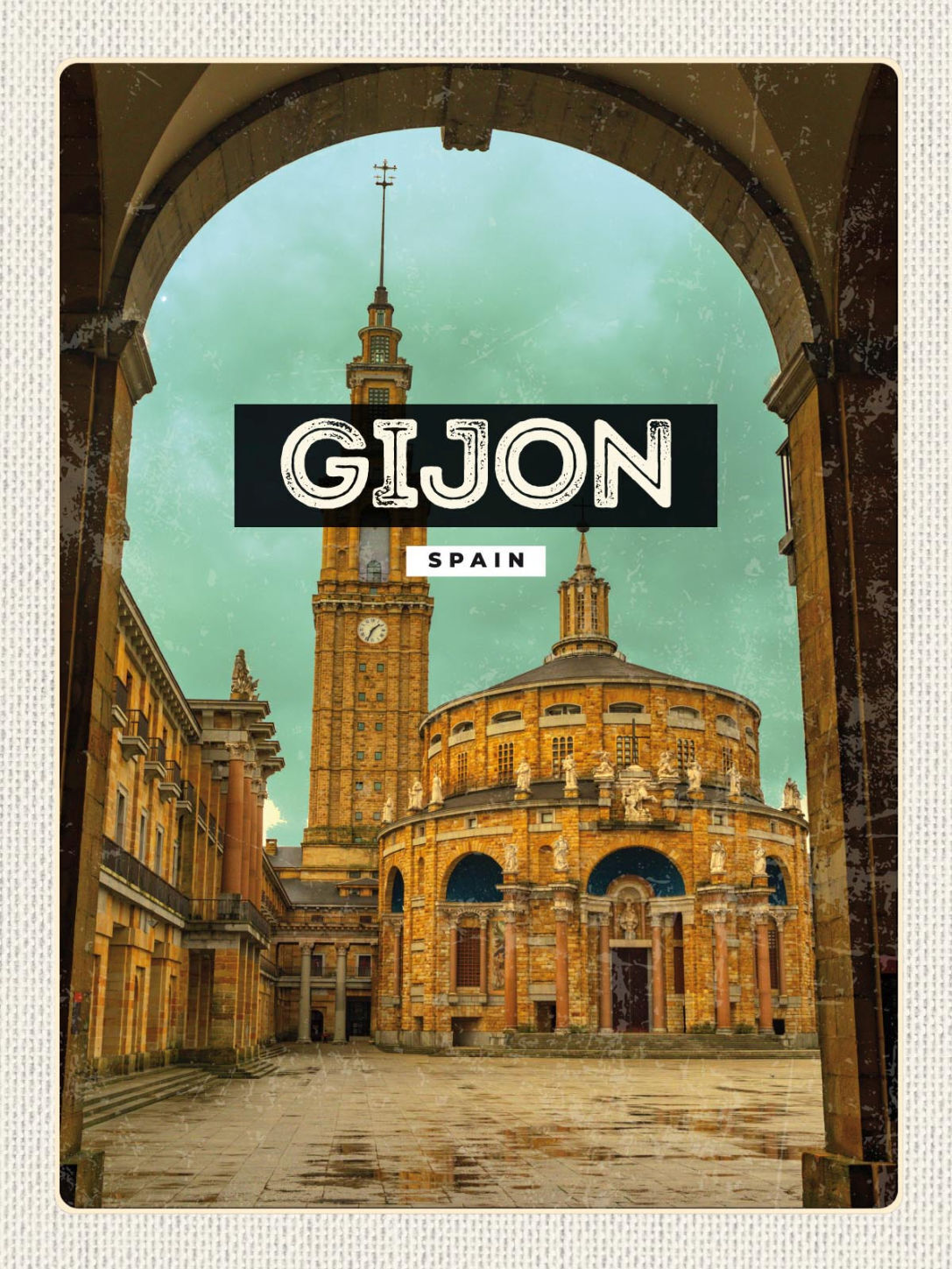 Schild Gijon Spain Spanien Stadt Universität 12x18 20x30 30x40 Blech od. Holz