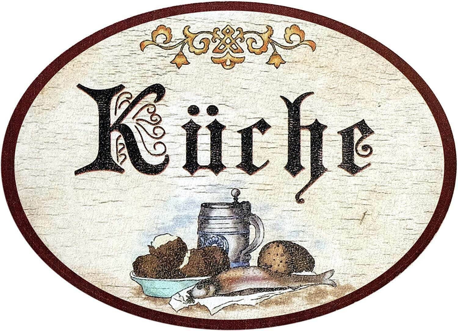 Nostalgie nostalgie retro küche türschild antiker stil birkensperrholz oval 9x6,5cm