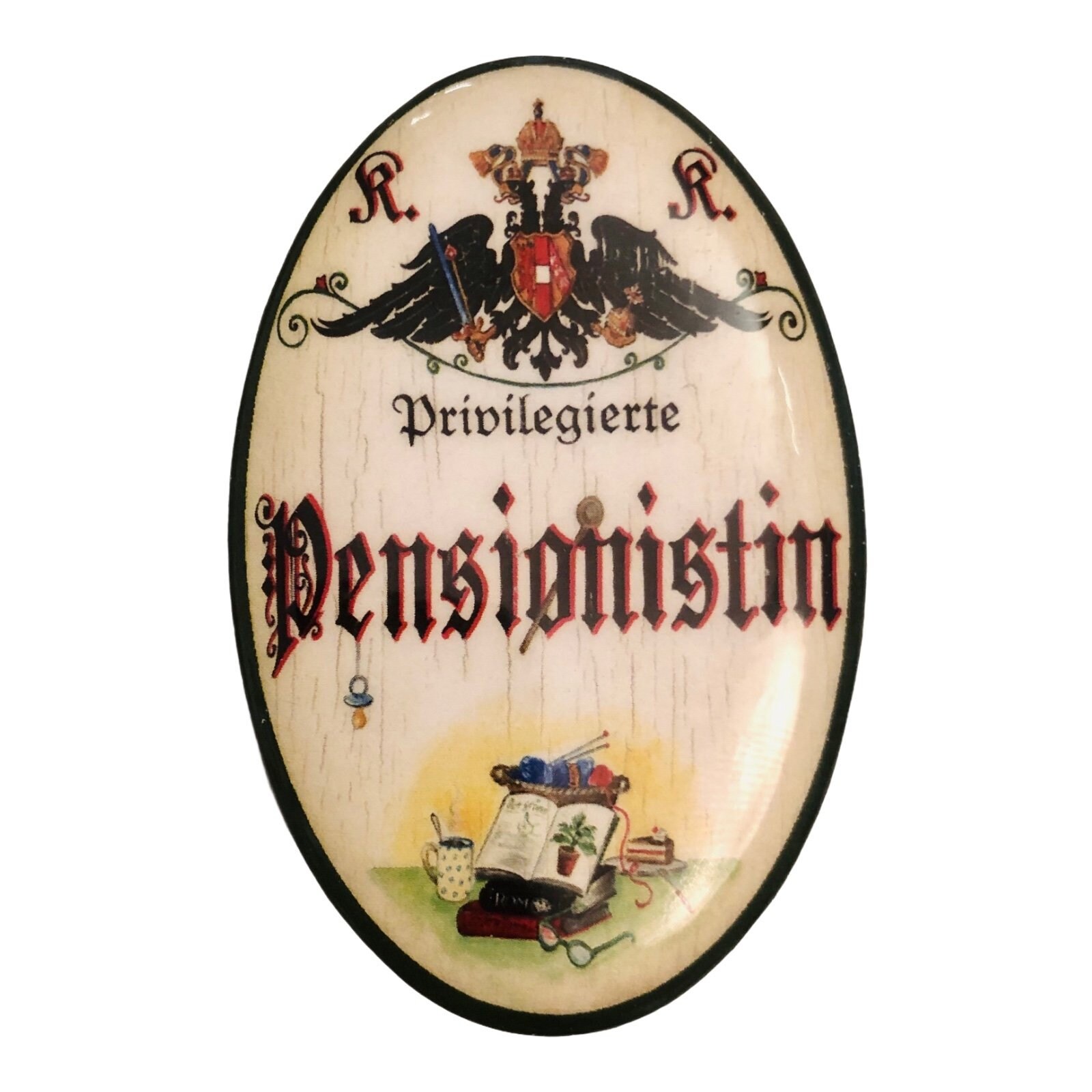 K&k nostalgie flaschenöffner magnetisch privilegierte pensionistin  7x4,5cm