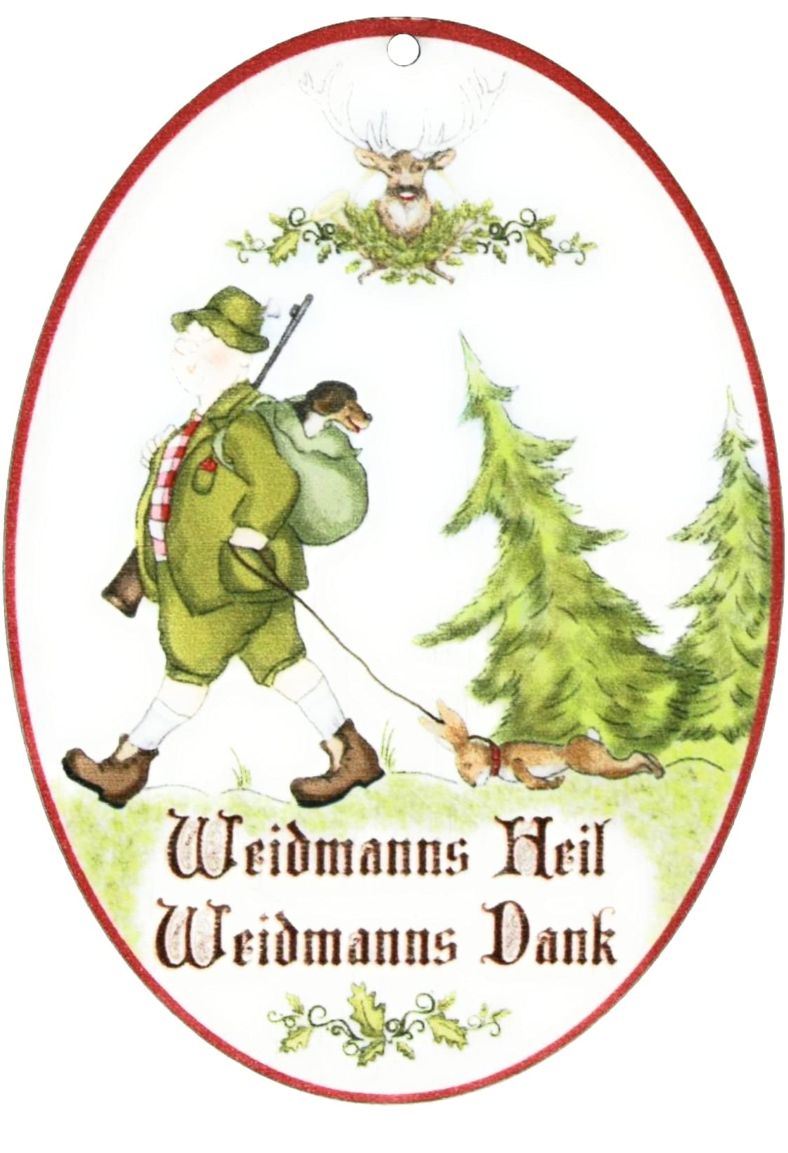 Generisch Spruchschild Weidmanns Heil Weidmanns Dank Jäger Türschild Holz 18 x 13 cm