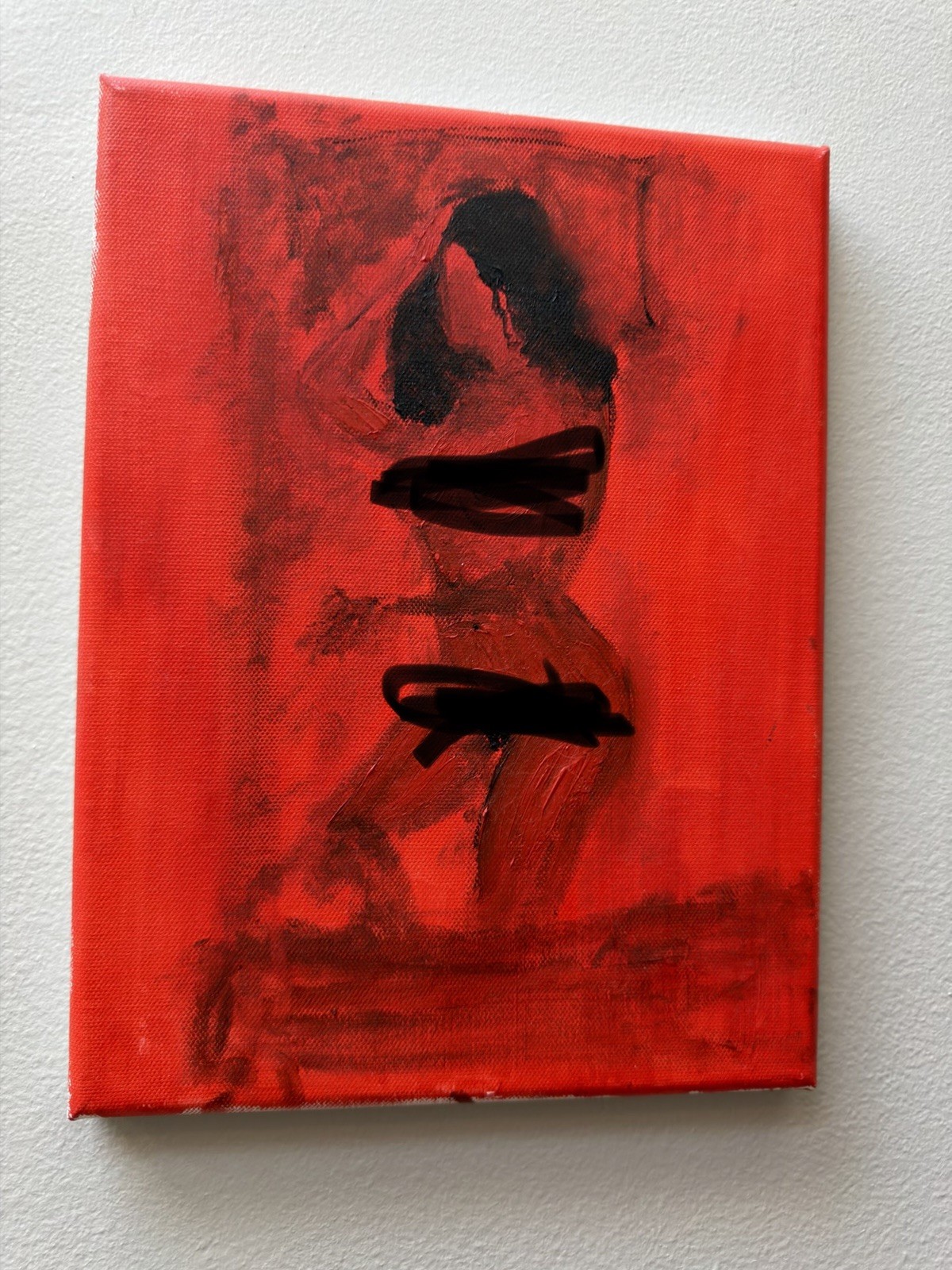 Original Oil Painting Red Nude Figure Contemporary Erotic Art on Canvas 8” x 12”