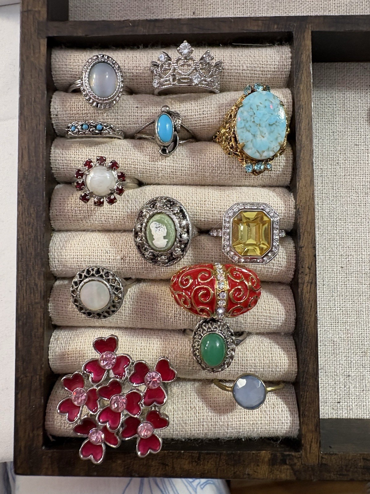 Vintage Costume Ring Lot Assorted Statement Rings Mixed Styles