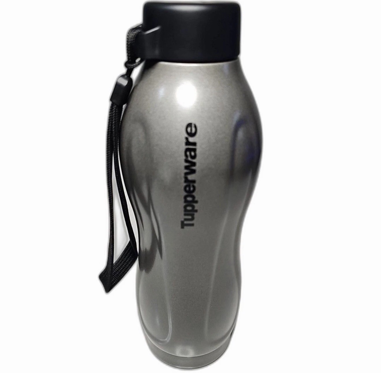 NEW Tupperware Eco Water Bottle 550 mL thermal Insulated Metal w/Strap Gray