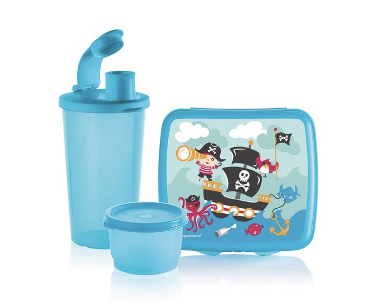 New Tupperware Playful Pirate Lunch Set Cup Snack Container