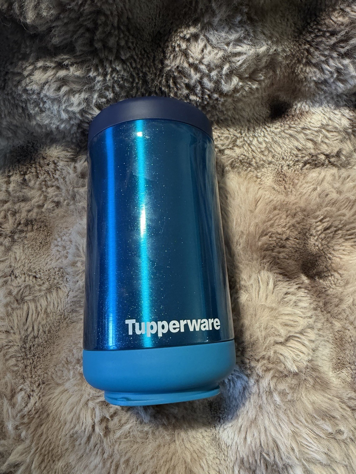 Tupperware Small Stackable Thermal Food Jar Metallic Blue Soup Container